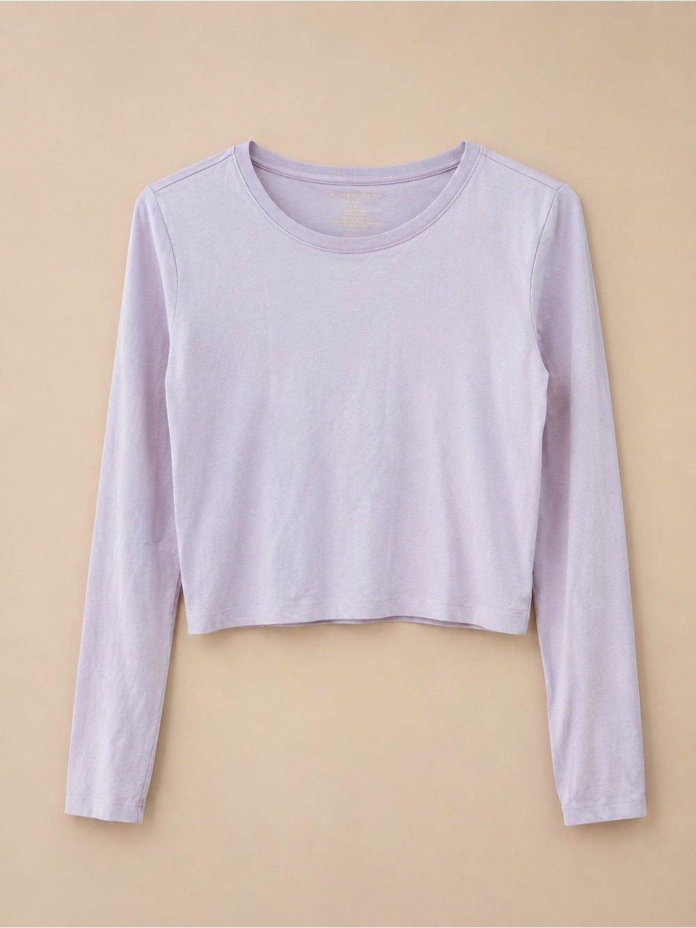 Cropped Crewneck Long Sleeve Tee - Lavender
